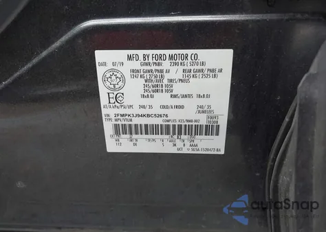 2019 Ford Edge Sel z USA, uszkodzony, nr VIN 2FMPK3J94KBC52676